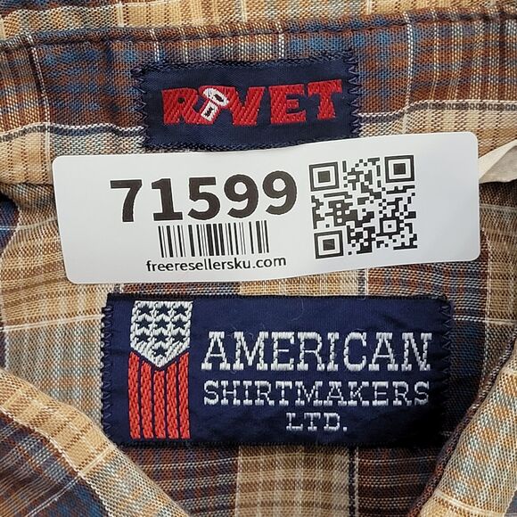 Vintage 80s Shadow Plaid Pearl-Snap Shirt M 19x29 Shirttail - Picture 7 of 16